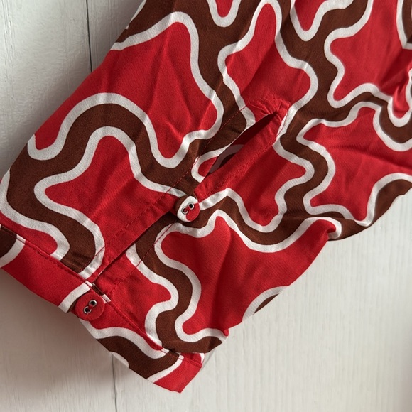 Diane Von Furstenberg Eloise Red Wrap Long Sleeve Midi Dress Asymmetrical Sz. XL - Picture 8 of 13